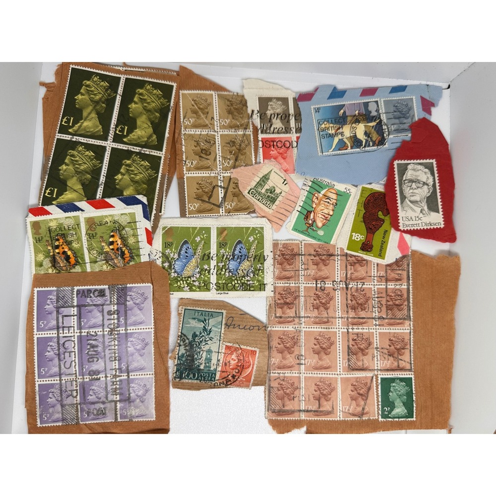 Vintage International Postage Stamp Hundreds Queen Elizabeth II Blocks